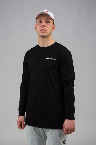Super Fine 100% Merino Wool Long Sleeve Riding Tee - BLACK