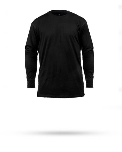 Super Fine 100% Merino Wool Long Sleeve Riding Tee - BLACK