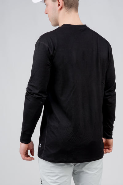 Super Fine 100% Merino Wool Long Sleeve Riding Tee - BLACK