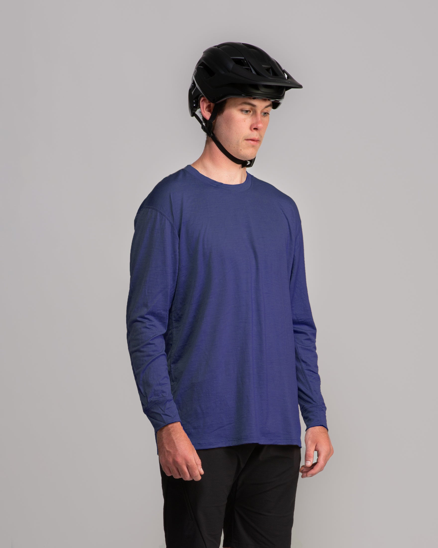 Super Fine 100% Merino Wool Long Sleeve Riding Tee - Twilight Zone