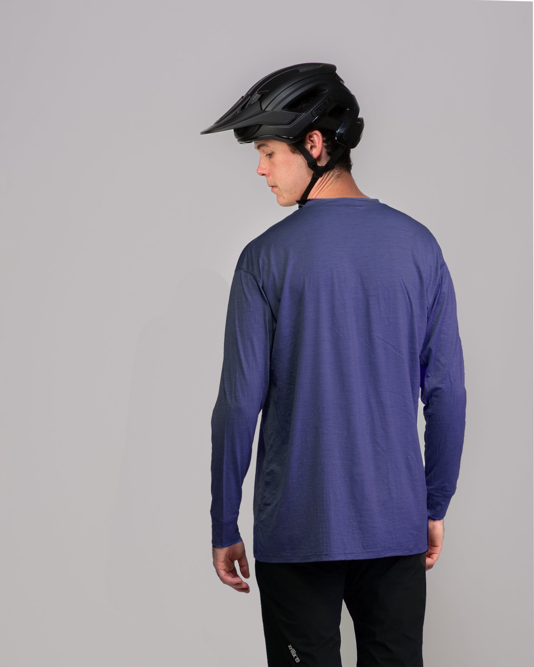 Super Fine 100% Merino Wool Long Sleeve Riding Tee - Twilight Zone